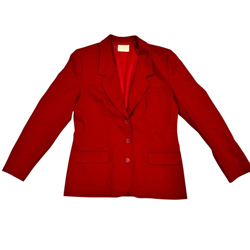Pendleton Virgin Wool Blazer Women 12 Tall Red USA Made Vintage Preppy